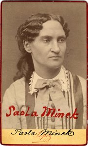 巴黎公社：Paule Minck的肖像（1839-1901）文学女性，记者，Franc-Maconne（Franc Maconne），社会主义和女权主义者，1871年。朦胧。 10,3X6,3厘米 作者 不明